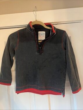 Fat Face Kids Charcoal Pullover with Red Trim